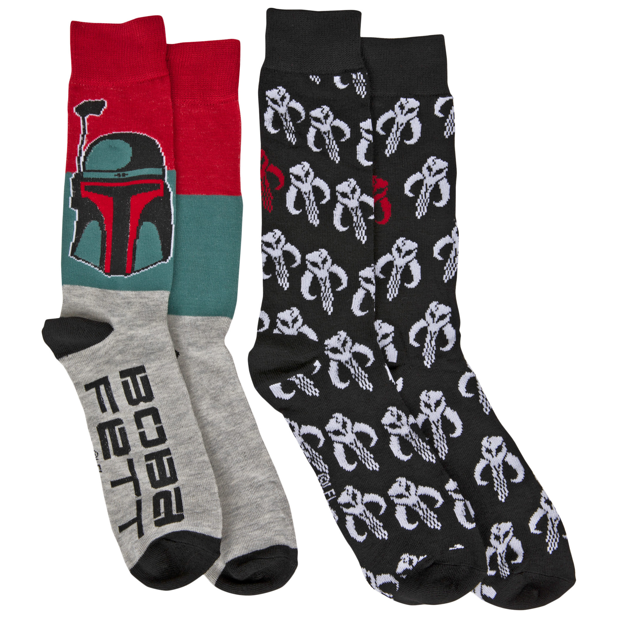 Star Wars Boba Fett Helmet and Mythosaur Symbols 2-Pack Crew Socks